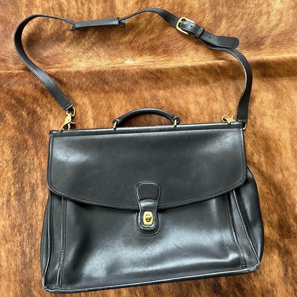 Coach Black Leather Messenger Bag Gem